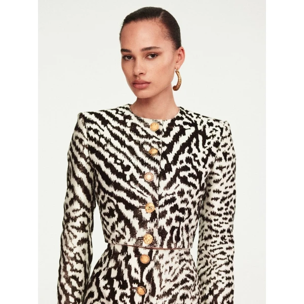 Schiaparelli Animal Print Collarless Short Jacket Jackets in Schiaparelli Authentic Luxury Fashion at Coveti