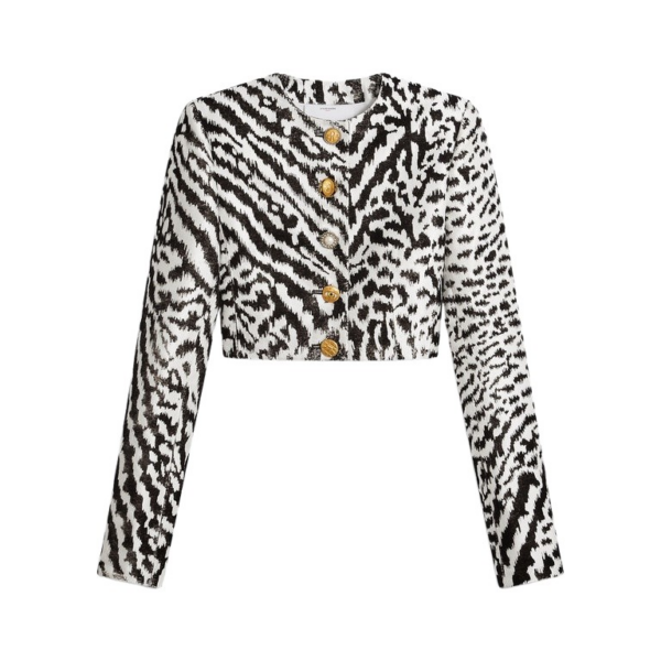 Schiaparelli Animal Print Collarless Short Jacket Jackets in Schiaparelli Authentic Luxury Fashion at Coveti