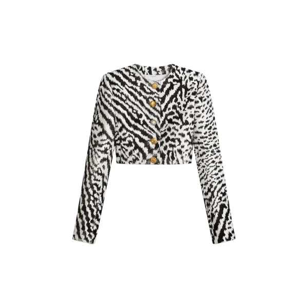 Schiaparelli Animal Print Collarless Short Jacket Jackets in Schiaparelli Authentic Luxury Fashion at Coveti