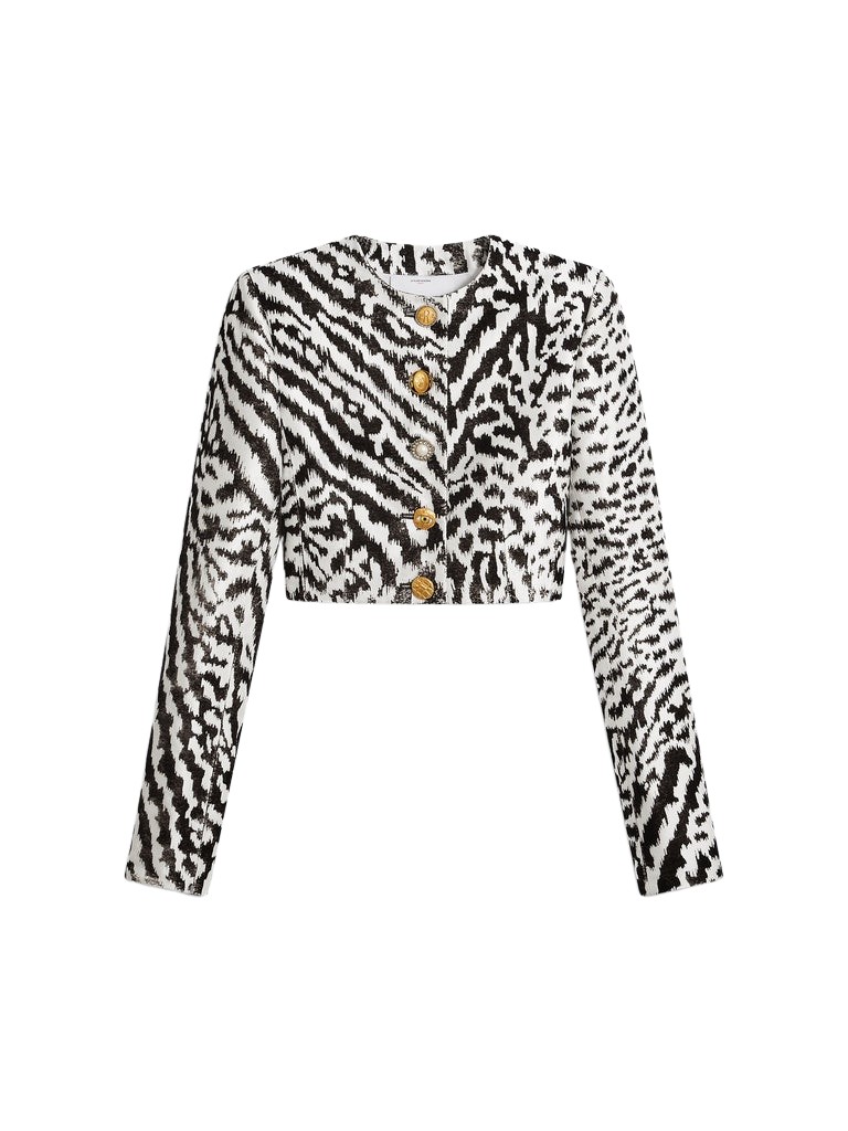Schiaparelli Animal Print Collarless Short Jacket Jackets in Schiaparelli Authentic Luxury Fashion at Coveti