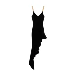 Schiaparelli Asymmetrical Velvet-Effect Knitted Dress Dresses in Schiaparelli Authentic Luxury Fashion at Coveti