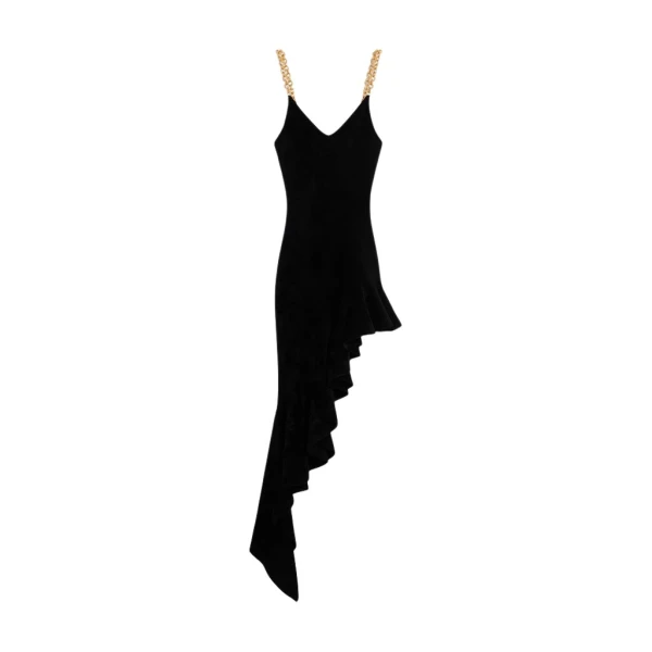 Schiaparelli Asymmetrical Velvet-Effect Knitted Dress Dresses in Schiaparelli Authentic Luxury Fashion at Coveti