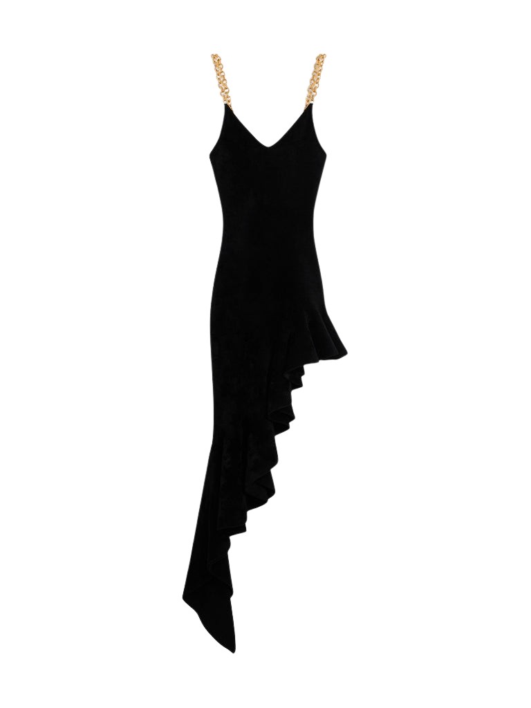 Schiaparelli Asymmetrical Velvet-Effect Knitted Dress