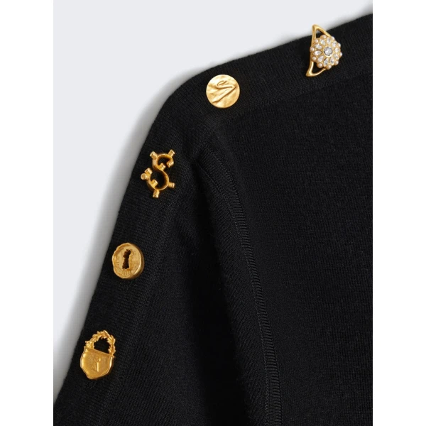 Schiaparelli Bijoux Buttons Sweater Knitwear in Schiaparelli Authentic Luxury Fashion at Coveti