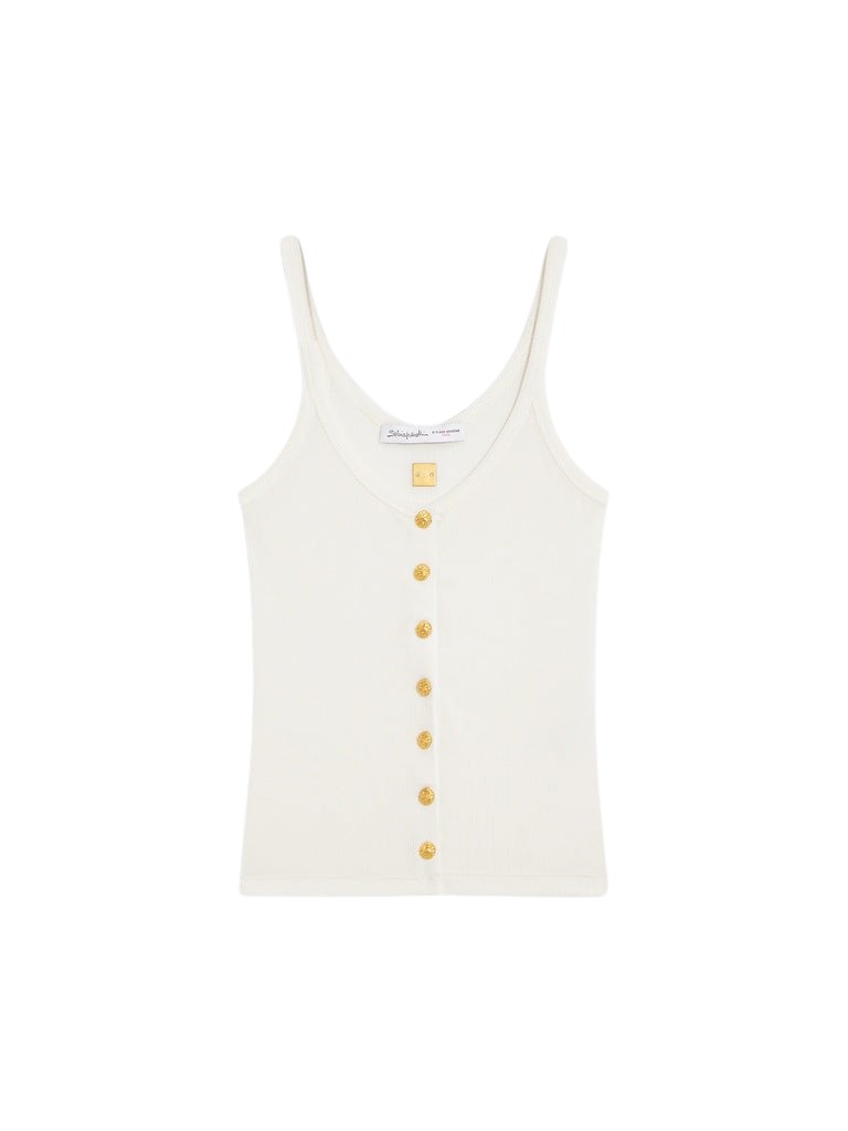 Schiaparelli Bijoux Buttons Tank Top Tops in Schiaparelli Authentic Luxury Fashion at Coveti