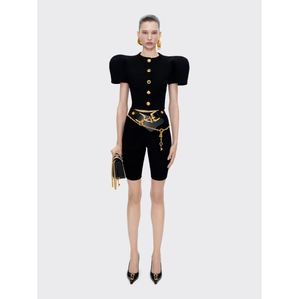 Schiaparelli Broad Shoulder Cardigan Knitwear in Schiaparelli Authentic Luxury Fashion at Coveti