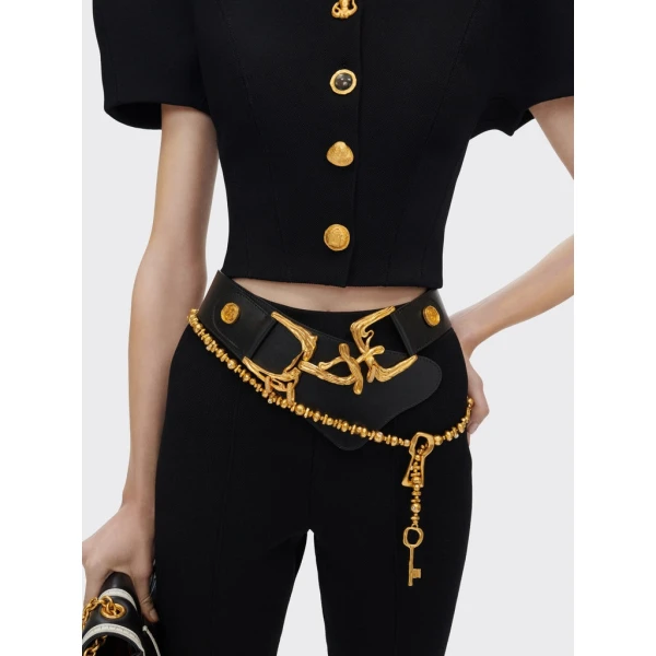 Schiaparelli Broad Shoulder Cardigan Knitwear in Schiaparelli Authentic Luxury Fashion at Coveti
