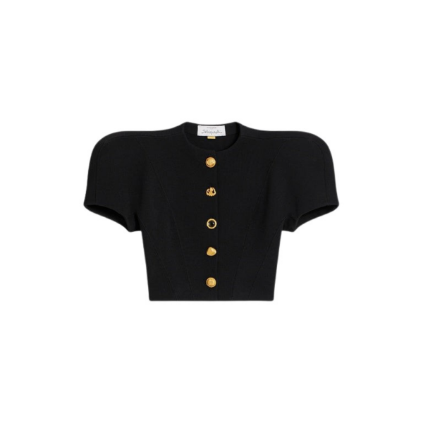 Schiaparelli Broad Shoulder Cardigan Knitwear in Schiaparelli Authentic Luxury Fashion at Coveti