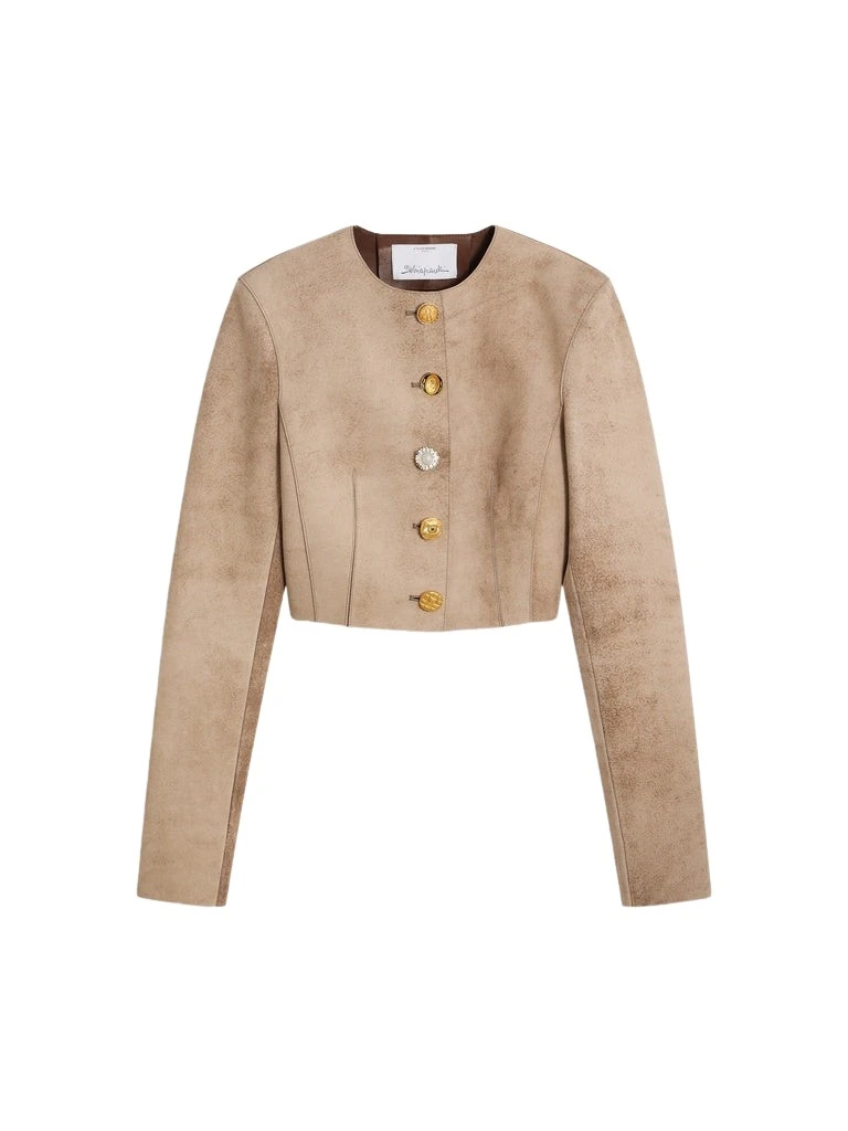 Schiaparelli-Collarless-Short-Jacket-330952_nobg Schiaparelli Collarless Short Jacket Jackets in Schiaparelli Authentic Luxury Fashion at Coveti