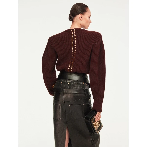 Schiaparelli Corset Lacing Ribbed Jumper Knitwear in Schiaparelli Authentic Luxury Fashion at Coveti