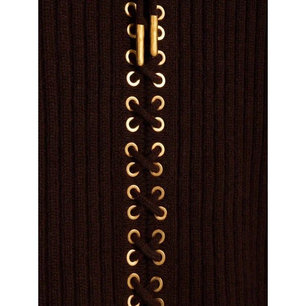 Schiaparelli Corset Lacing Ribbed Jumper Knitwear in Schiaparelli Authentic Luxury Fashion at Coveti