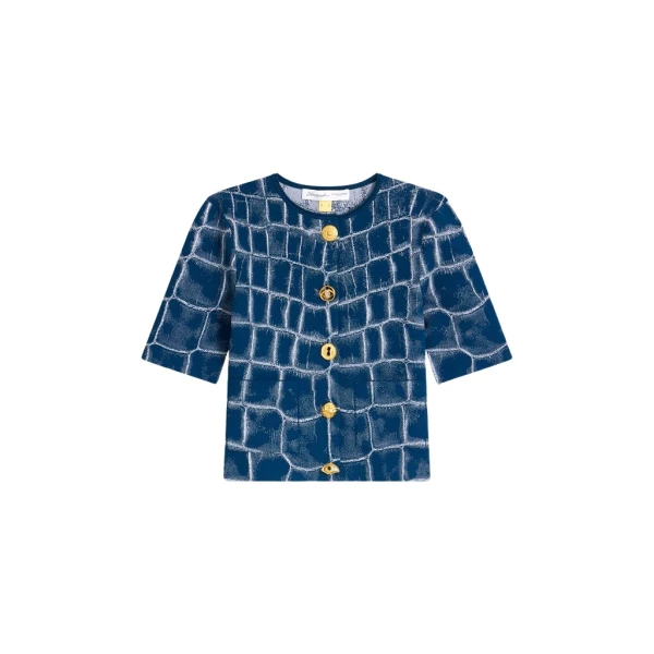 Schiaparelli Crocodile Jacquard Cardigan Knitwear in Schiaparelli Authentic Luxury Fashion at Coveti