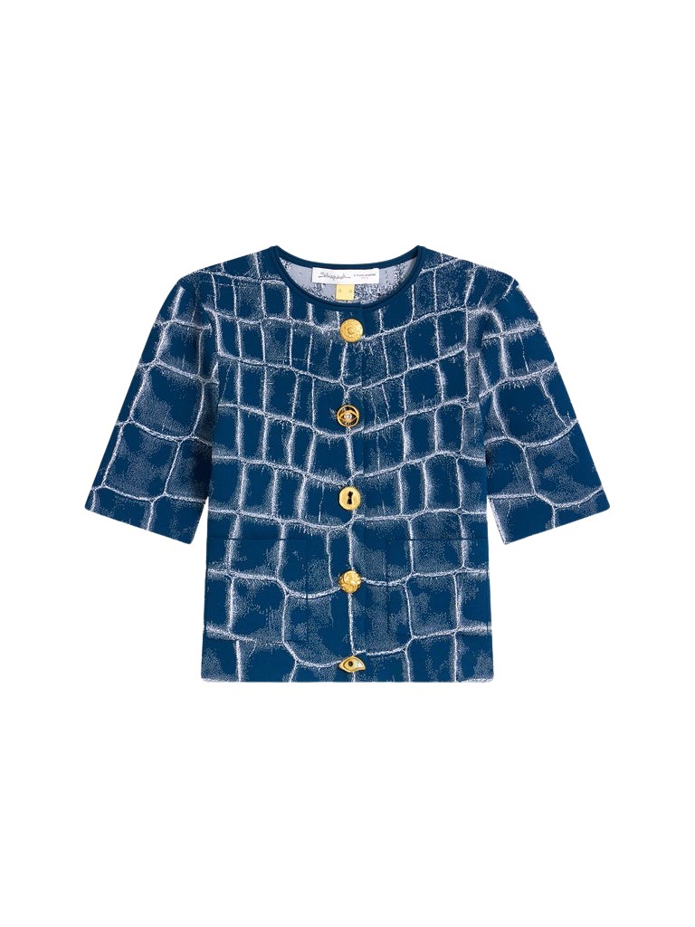 Schiaparelli Crocodile Jacquard Cardigan Knitwear in Schiaparelli Authentic Luxury Fashion at Coveti