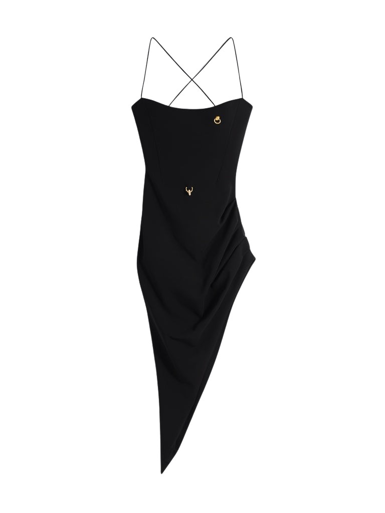 Schiaparelli Crossed Thin Straps Dress Dresses in Schiaparelli Authentic Luxury Fashion at Coveti