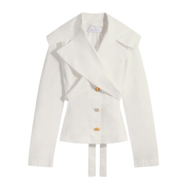 Schiaparelli Crossover Collar Blouse Tops in Schiaparelli Authentic Luxury Fashion at Coveti