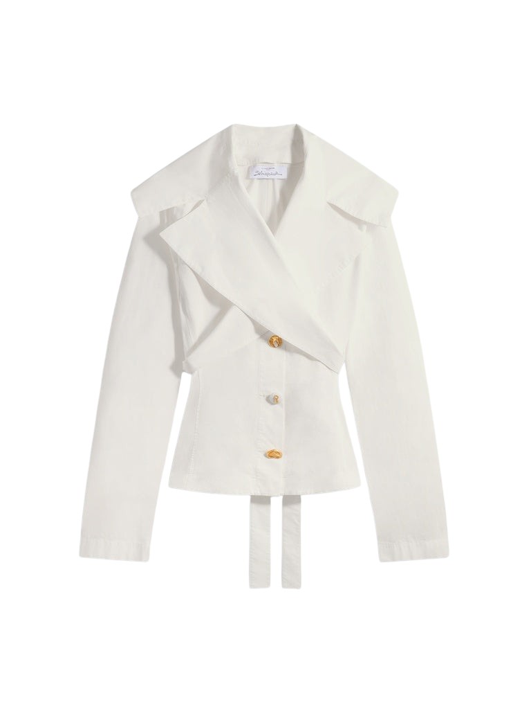 Schiaparelli Crossover Collar Blouse Tops in Schiaparelli Authentic Luxury Fashion at Coveti