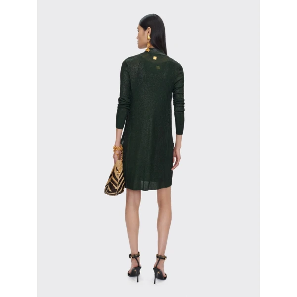 Schiaparelli Dark Green Laminated Shirt Cardigan Knitwear in Schiaparelli Authentic Luxury Fashion at Coveti