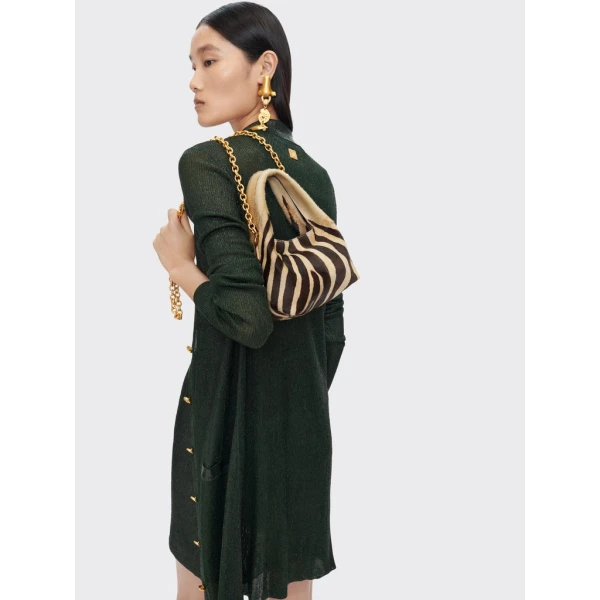 Schiaparelli Dark Green Laminated Shirt Cardigan Knitwear in Schiaparelli Authentic Luxury Fashion at Coveti