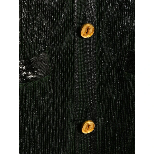 Schiaparelli Dark Green Laminated Shirt Cardigan Knitwear in Schiaparelli Authentic Luxury Fashion at Coveti