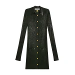 Schiaparelli Dark Green Laminated Shirt Cardigan Knitwear in Schiaparelli Authentic Luxury Fashion at Coveti