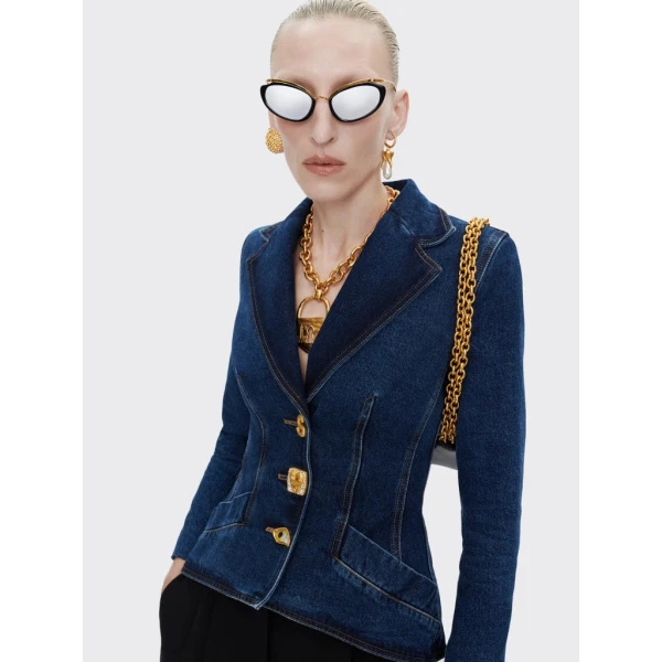 Schiaparelli Denim Basque Jacket Jackets in Schiaparelli Authentic Luxury Fashion at Coveti