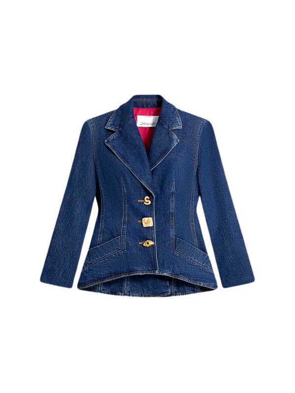 Schiaparelli Denim Basque Jacket Jackets in Schiaparelli Authentic Luxury Fashion at Coveti