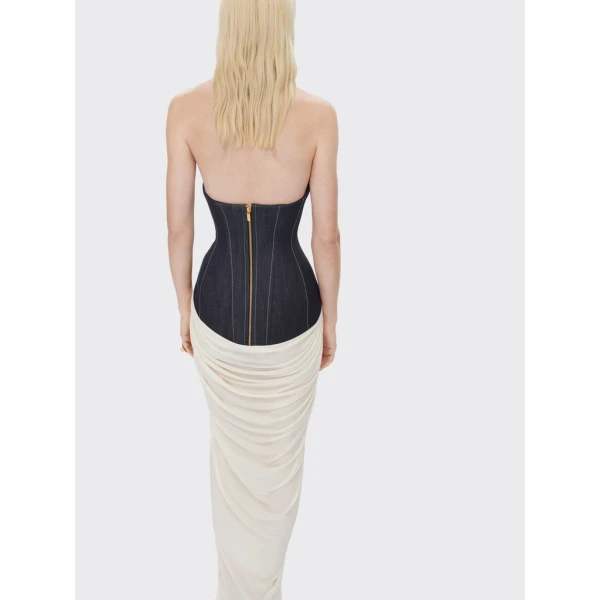 Schiaparelli Denim Bustier Dress Dresses in Schiaparelli Authentic Luxury Fashion at Coveti