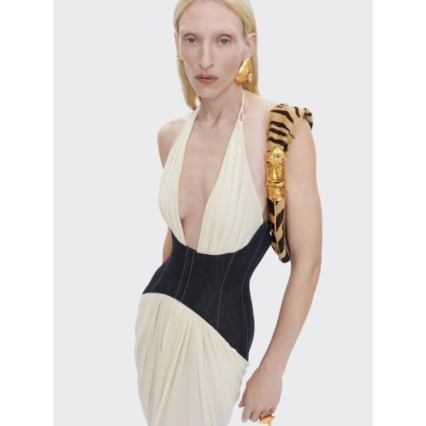Schiaparelli Denim Bustier Dress Dresses in Schiaparelli Authentic Luxury Fashion at Coveti
