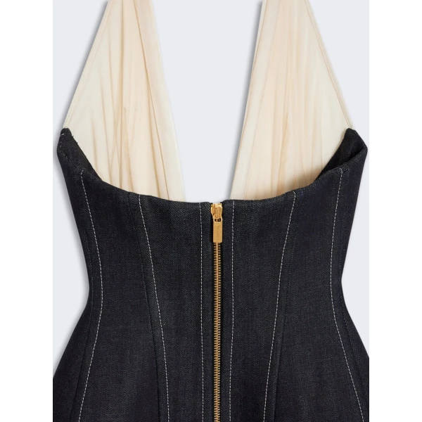 Schiaparelli Denim Bustier Dress Dresses in Schiaparelli Authentic Luxury Fashion at Coveti