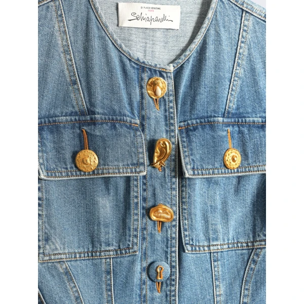 Schiaparelli Denim Corset Dress Dresses in Schiaparelli Authentic Luxury Fashion at Coveti