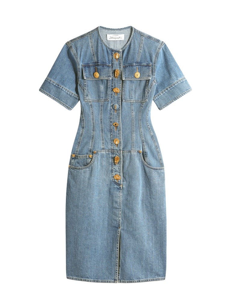 Schiaparelli Denim Corset Dress Dresses in Schiaparelli Authentic Luxury Fashion at Coveti