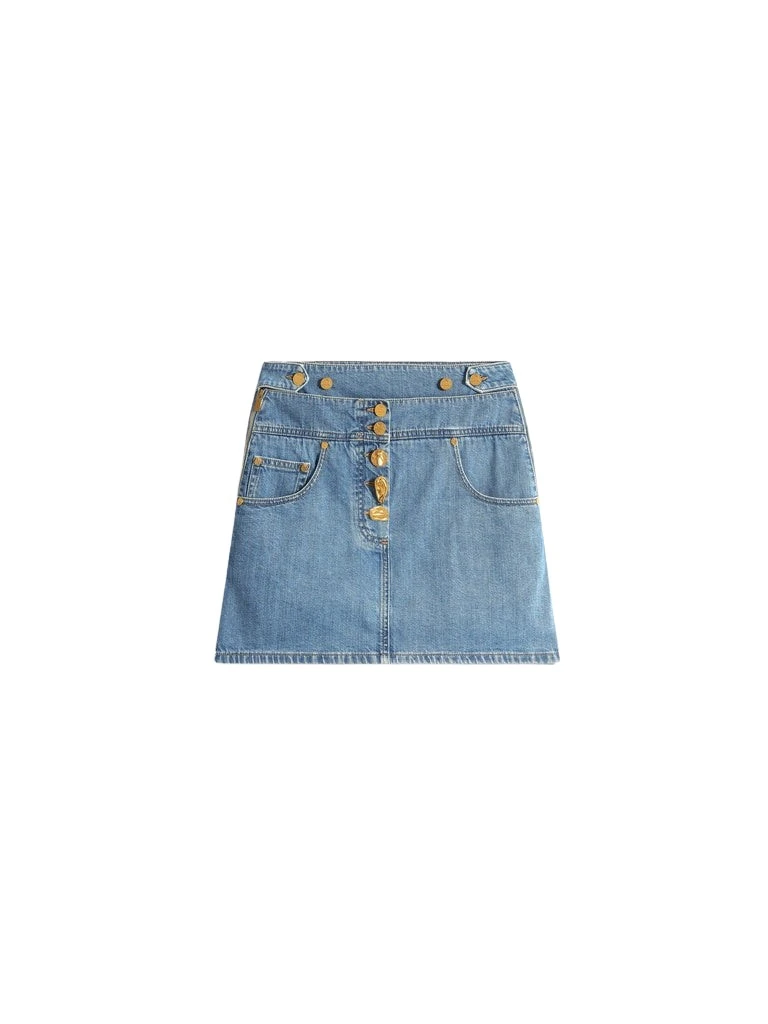 Schiaparelli-Denim-Miniskirt93207_nobg Schiaparelli Denim Miniskirt Skirts in Schiaparelli Authentic Luxury Fashion at Coveti