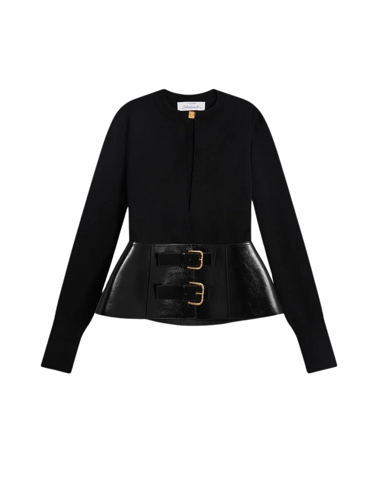 Schiaparelli-Dual-Material-Cardigan-324264_nobg Schiaparelli Dual-Material Cardigan Knitwear in Schiaparelli Authentic Luxury Fashion at Coveti