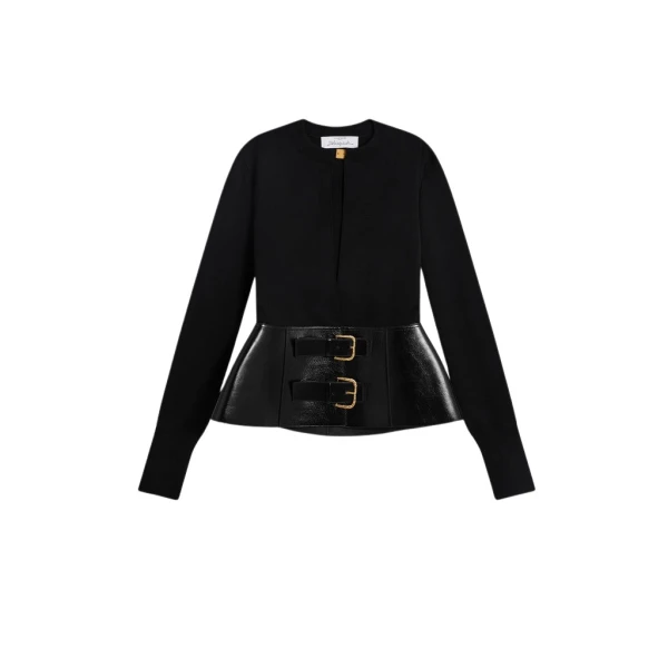 Schiaparelli Dual-Material Cardigan Knitwear in Schiaparelli Authentic Luxury Fashion at Coveti