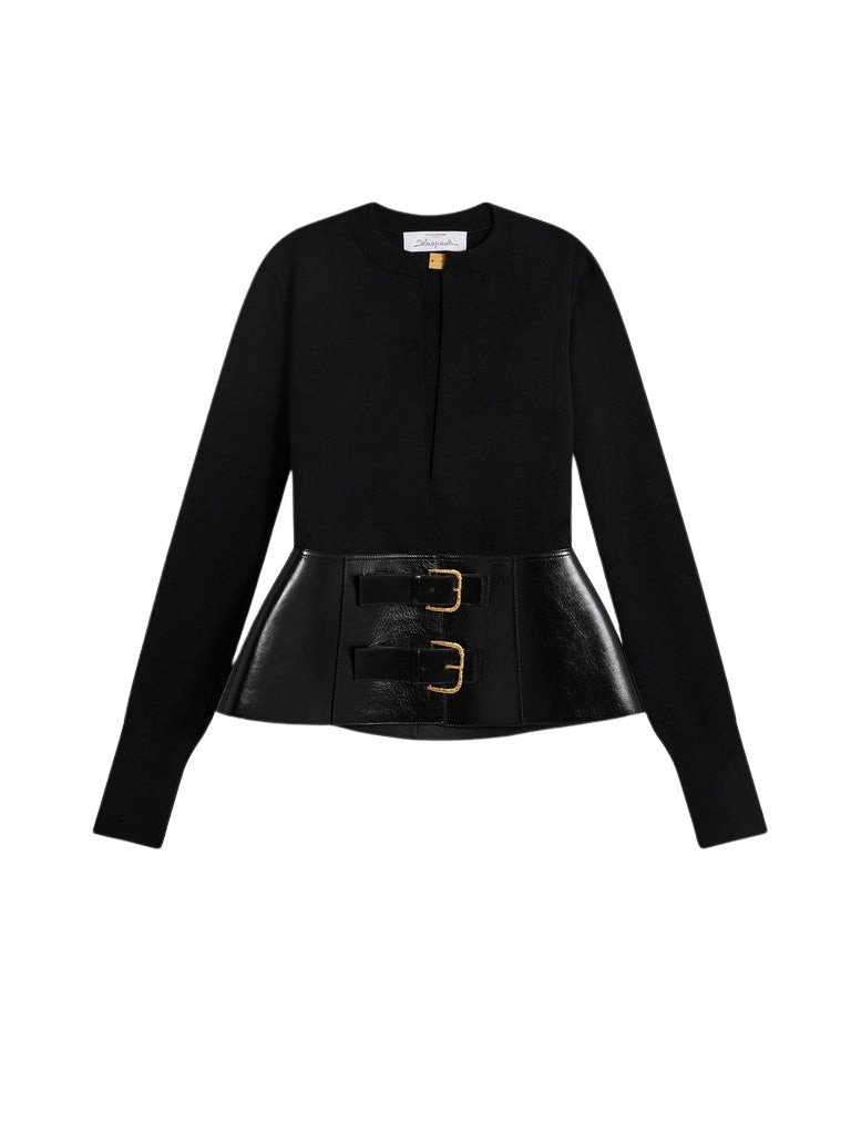 Schiaparelli Dual-Material Cardigan Knitwear in Schiaparelli Authentic Luxury Fashion at Coveti