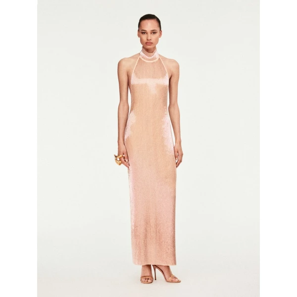 Schiaparelli Embroidered Halter Neck Dress Dresses in Schiaparelli Authentic Luxury Fashion at Coveti
