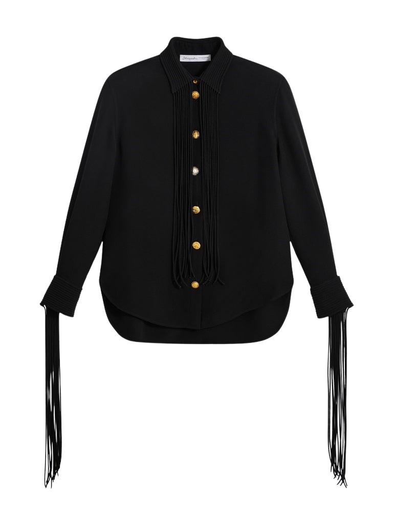 Schiaparelli Fringed Cowboy Shirt Tops in Schiaparelli Authentic Luxury Fashion at Coveti