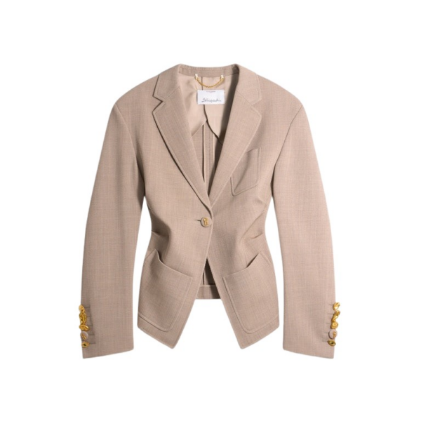 Schiaparelli Gathered Tailored Jacket Jackets in Schiaparelli Authentic Luxury Fashion at Coveti