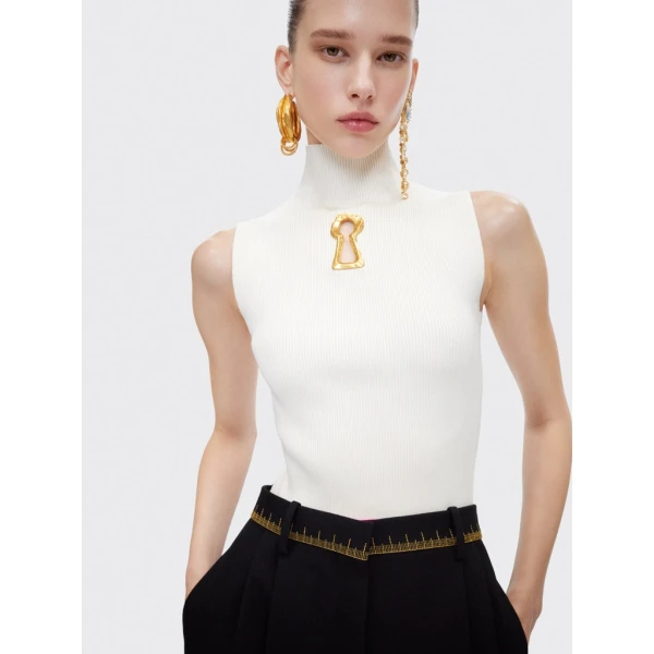 Schiaparelli Keyhole Sleeveless Jumper Knitwear in Schiaparelli Authentic Luxury Fashion at Coveti