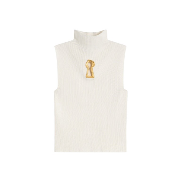 Schiaparelli Keyhole Sleeveless Jumper Knitwear in Schiaparelli Authentic Luxury Fashion at Coveti