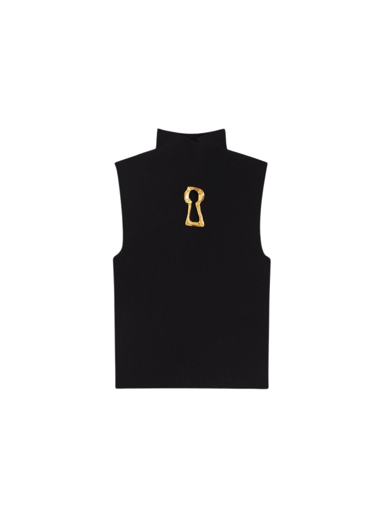 Schiaparelli Keyhole Sleeveless Jumper Knitwear in Schiaparelli Authentic Luxury Fashion at Coveti