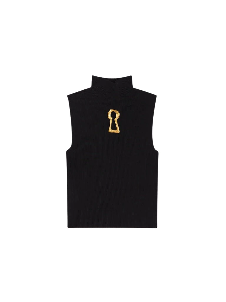 Schiaparelli-Keyhole-Sleeveless-Jumper24417_nobg Schiaparelli Keyhole Sleeveless Jumper Knitwear in Schiaparelli Authentic Luxury Fashion at Coveti