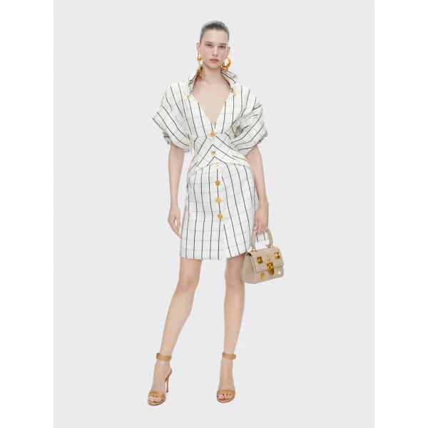 Schiaparelli Laced-Up Shirt Dress Dresses in Schiaparelli Authentic Luxury Fashion at Coveti