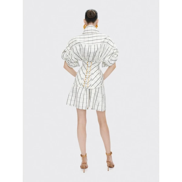 Schiaparelli Laced-Up Shirt Dress Dresses in Schiaparelli Authentic Luxury Fashion at Coveti