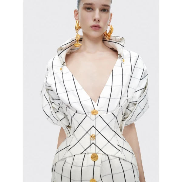 Schiaparelli Laced-Up Shirt Dress Dresses in Schiaparelli Authentic Luxury Fashion at Coveti