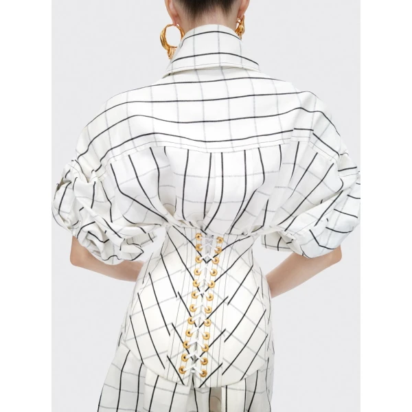 Schiaparelli Laced-Up Shirt Dress Dresses in Schiaparelli Authentic Luxury Fashion at Coveti