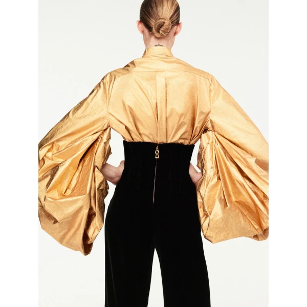 Schiaparelli Officer Collar Shirt Tops in Schiaparelli Authentic Luxury Fashion at Coveti