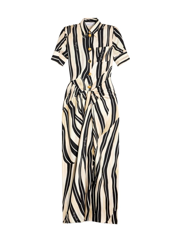 Schiaparelli Paintbrush Pareo Shirt Dress Dresses in Schiaparelli Authentic Luxury Fashion at Coveti