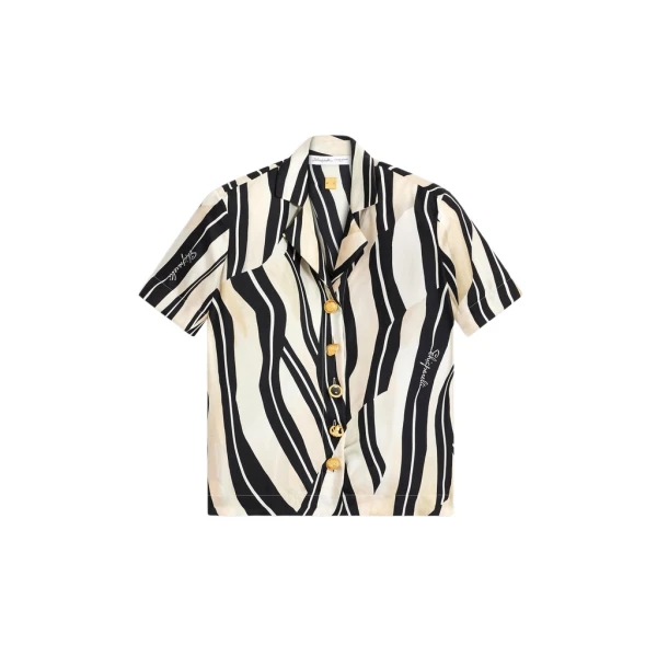 Schiaparelli Paintbrush Short-Sleeved Shirt Tops in Schiaparelli Authentic Luxury Fashion at Coveti