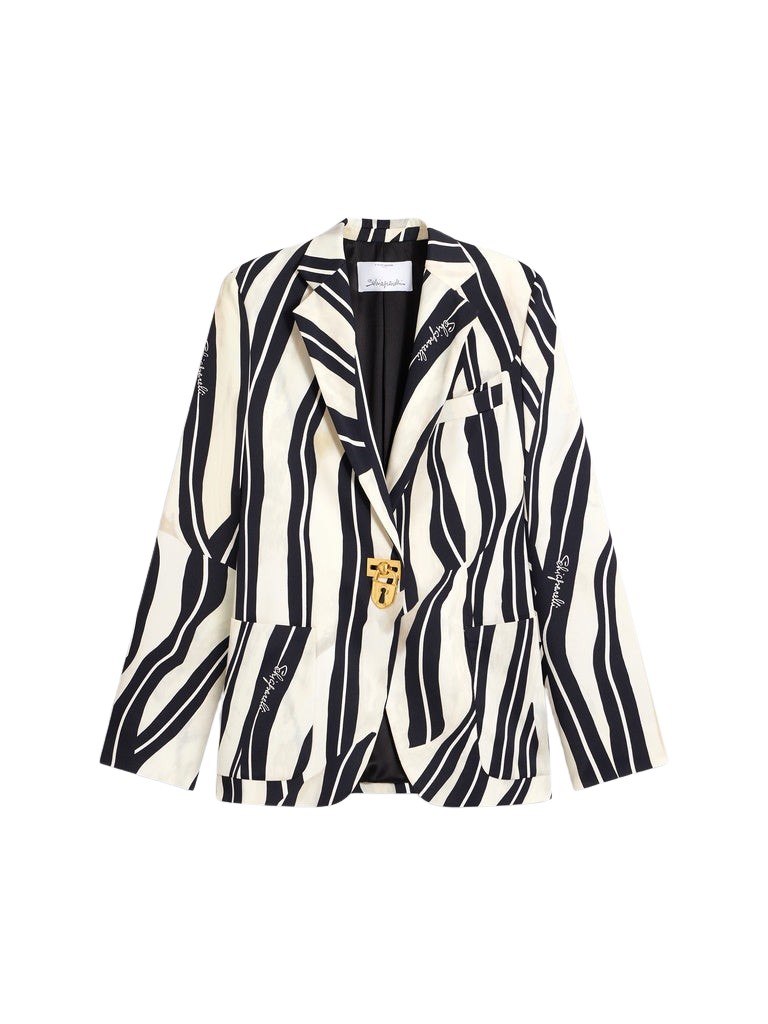 Schiaparelli Paintrbush Padlock Blazer Jacket Jackets in Schiaparelli Authentic Luxury Fashion at Coveti